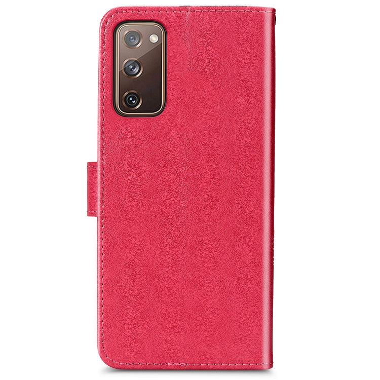 Four-leaf Clasp Embossed Buckle Mobile Phone Protection Leather Case with Lanyard & Card Slot & Wallet & Bracket Function, For Galaxy S20 FE / S20 Lite