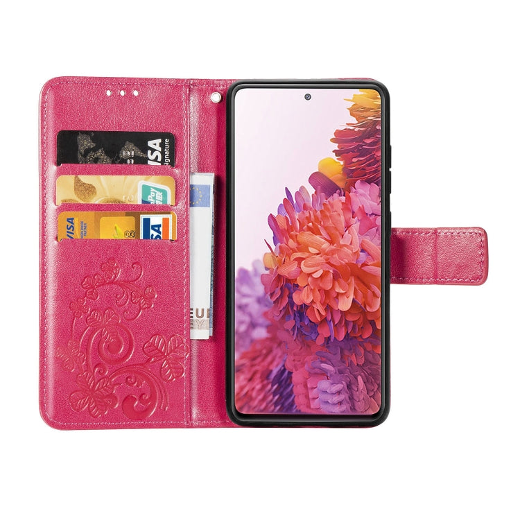 Four-leaf Clasp Embossed Buckle Mobile Phone Protection Leather Case with Lanyard & Card Slot & Wallet & Bracket Function, For Galaxy S20 FE / S20 Lite