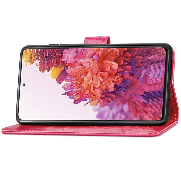 Four-leaf Clasp Embossed Buckle Mobile Phone Protection Leather Case with Lanyard & Card Slot & Wallet & Bracket Function, For Galaxy S20 FE / S20 Lite