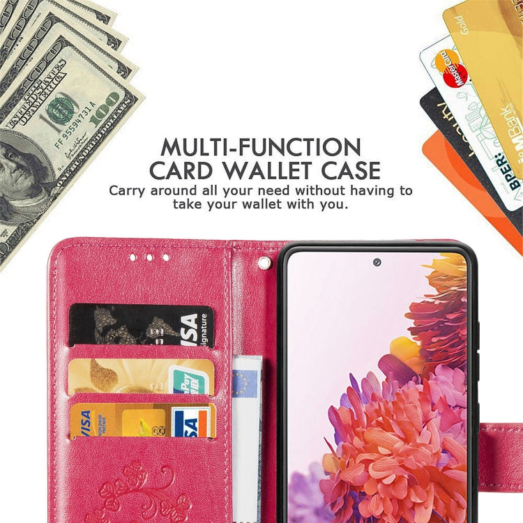 Four-leaf Clasp Embossed Buckle Mobile Phone Protection Leather Case with Lanyard & Card Slot & Wallet & Bracket Function, For Galaxy S20 FE / S20 Lite