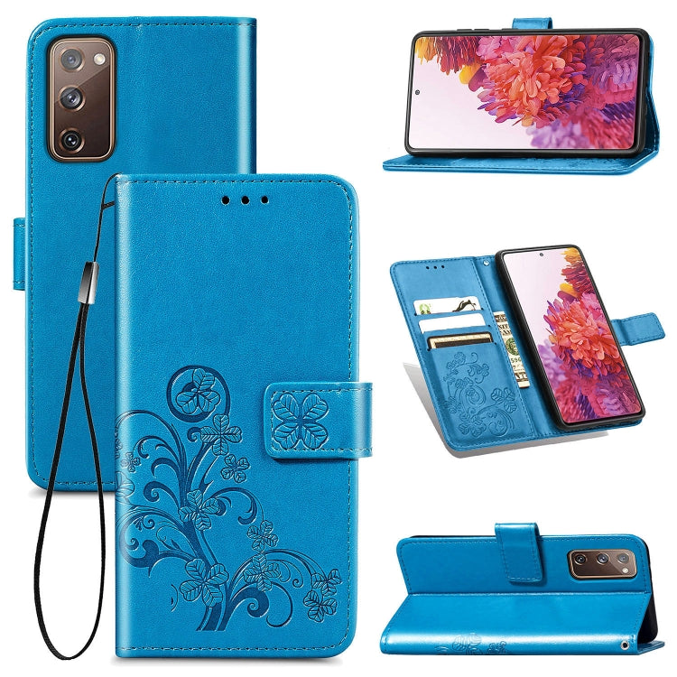 Four-leaf Clasp Embossed Buckle Mobile Phone Protection Leather Case with Lanyard & Card Slot & Wallet & Bracket Function, For Galaxy S20 FE / S20 Lite
