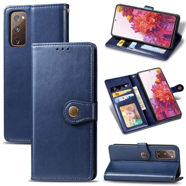 Retro Solid Color Leather Buckle Phone Case with Lanyard & Photo Frame & Card Slot & Wallet & Stand Function, For Galaxy S20 FE(4G/5G) / S20 Lite