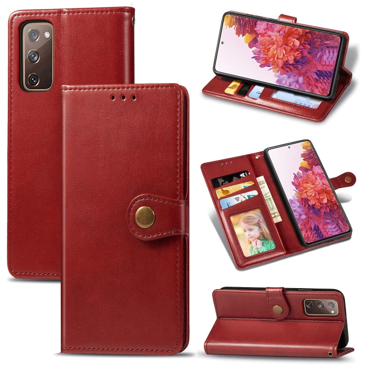 Retro Solid Color Leather Buckle Phone Case with Lanyard & Photo Frame & Card Slot & Wallet & Stand Function, For Galaxy S20 FE(4G/5G) / S20 Lite