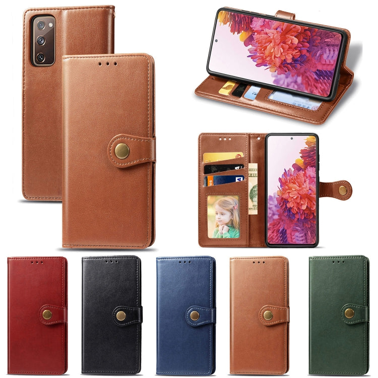 Retro Solid Color Leather Buckle Phone Case with Lanyard & Photo Frame & Card Slot & Wallet & Stand Function, For Galaxy S20 FE(4G/5G) / S20 Lite