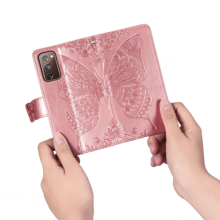 Butterfly Love Flower Embossed Horizontal Flip Leather Case with Bracket / Card Slot / Wallet / Lanyard, For Galaxy S20 FE / S20 Lite, For Xiaomi Poco X3 NFC, For Samsung Galaxy S20 FE, For LG Style3 L-41A