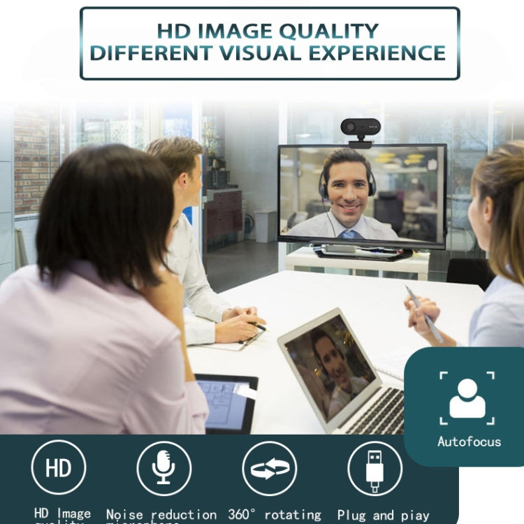 C7 1080PHD Autofocus 360-Degrees Rotation Lens Live Broadcast USB Driver-free WebCamera with Mic