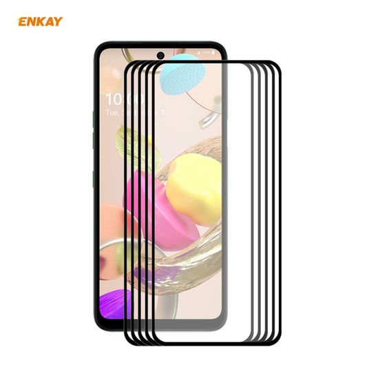 5 PCS ENKAY Hat-Prince Full Glue 0.26mm 9H 2.5D Tempered Glass Full Coverage Film, For LG K42 / K52 / K62, For Huawei P Smart 2021, For Nokia 3.4