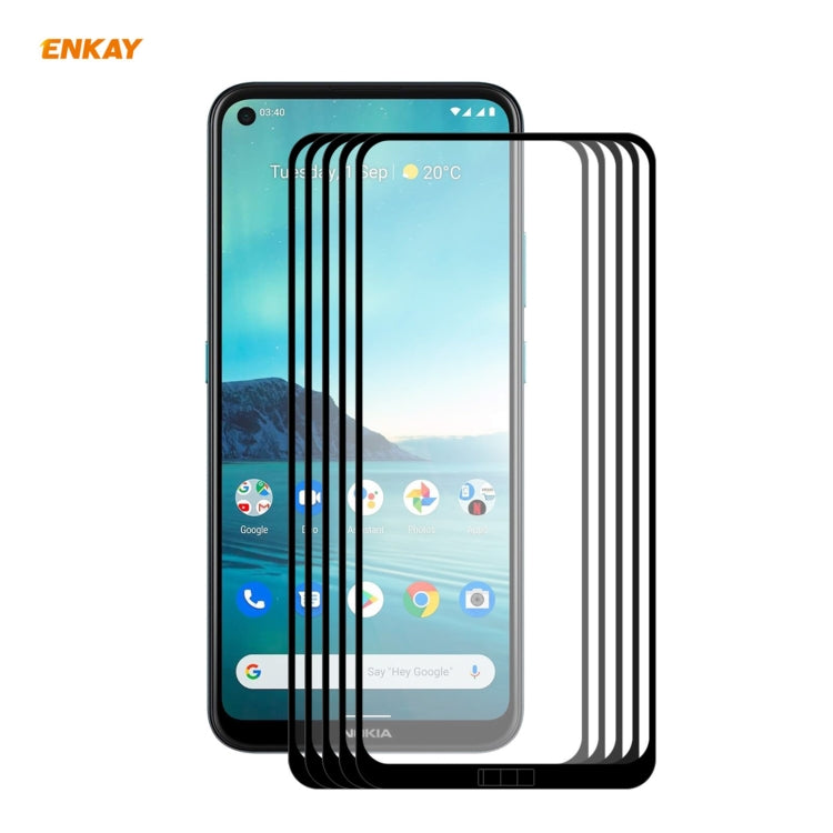5 PCS ENKAY Hat-Prince Full Glue 0.26mm 9H 2.5D Tempered Glass Full Coverage Film, For LG K42 / K52 / K62, For Huawei P Smart 2021, For Nokia 3.4, For Motorola Moto G 5G(5 PCS)