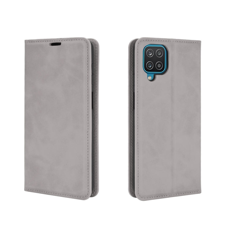 For Samsung Galaxy A12 Retro-skin Business Magnetic Suction Leather Case with Holder & Card Slots & Wallet, For Galaxy A12