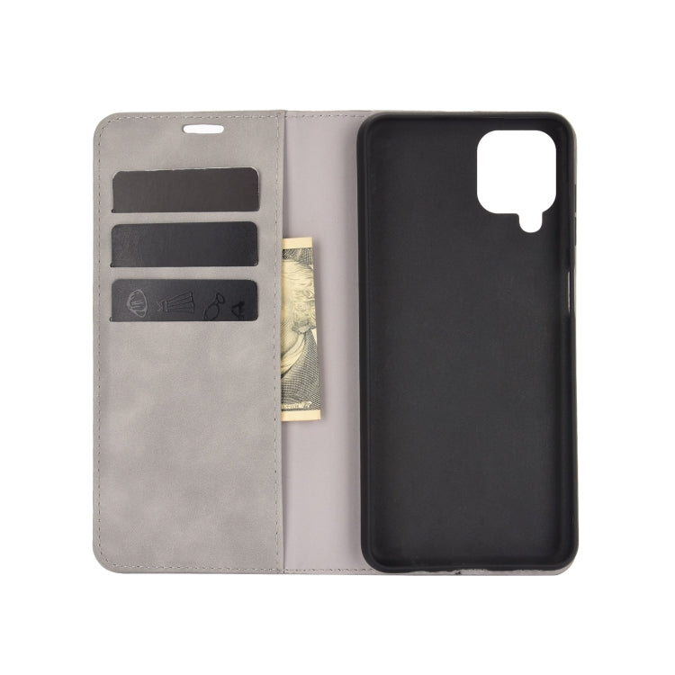 For Samsung Galaxy A12 Retro-skin Business Magnetic Suction Leather Case with Holder & Card Slots & Wallet, For Galaxy A12