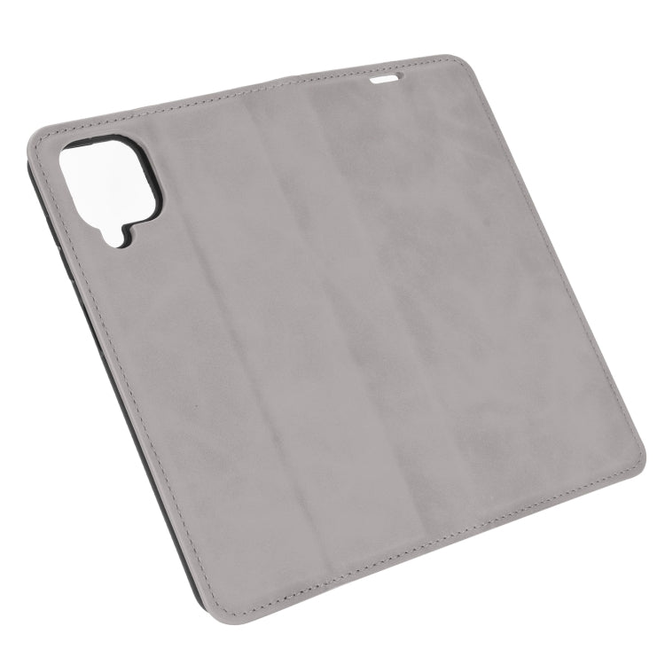 For Samsung Galaxy A12 Retro-skin Business Magnetic Suction Leather Case with Holder & Card Slots & Wallet, For Galaxy A12