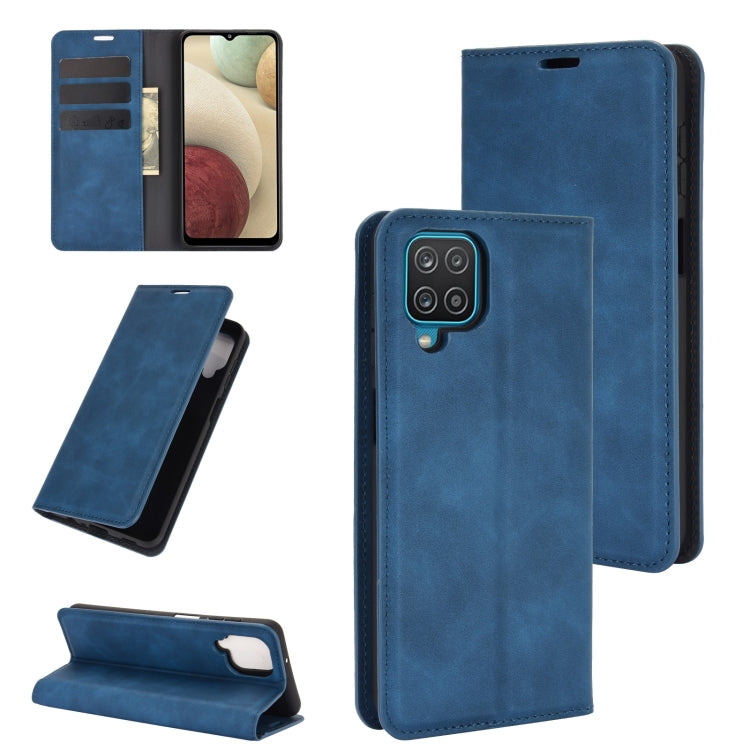 For Samsung Galaxy A12 Retro-skin Business Magnetic Suction Leather Case with Holder & Card Slots & Wallet, For Galaxy A12