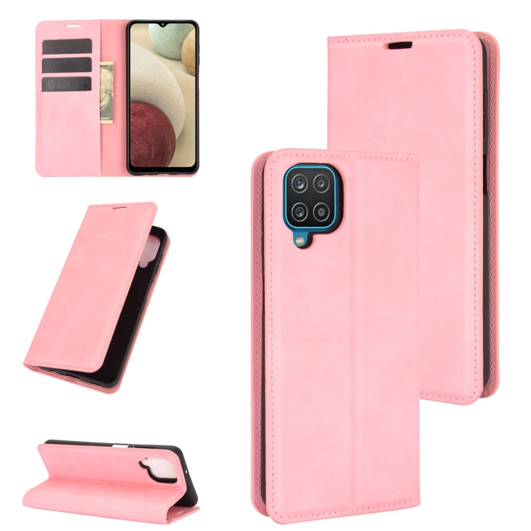 For Samsung Galaxy A12 Retro-skin Business Magnetic Suction Leather Case with Holder & Card Slots & Wallet, For Galaxy A12