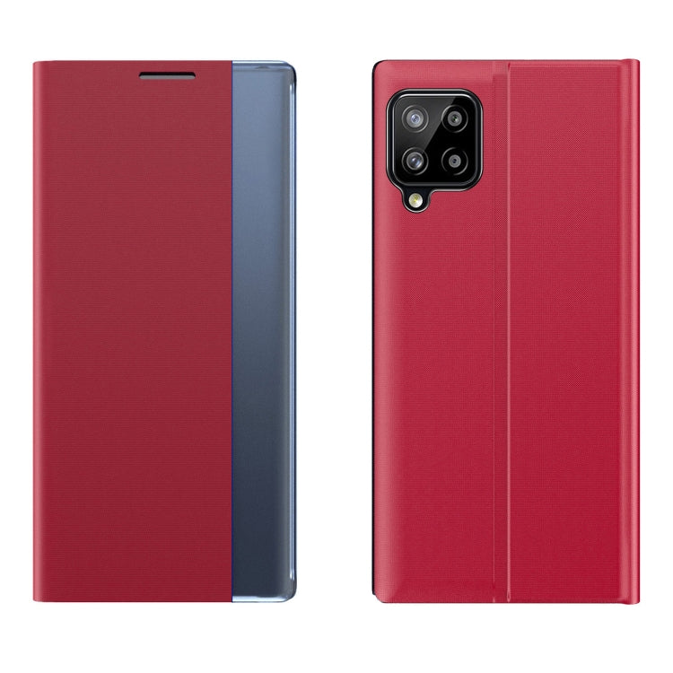 Plain Texture Cloth Attraction Flip Holder Leather Phone Case, For Galaxy A12 5G