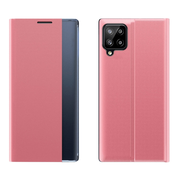 Plain Texture Cloth Attraction Flip Holder Leather Phone Case, For Galaxy A12 5G