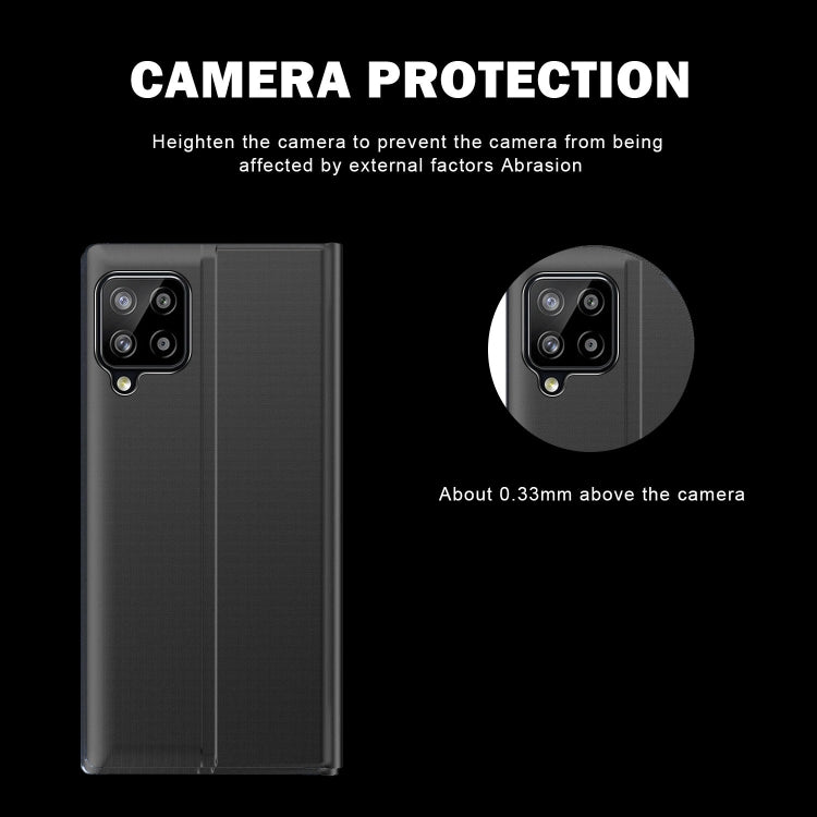 Plain Texture Cloth Attraction Flip Holder Leather Phone Case, For Galaxy A12 5G