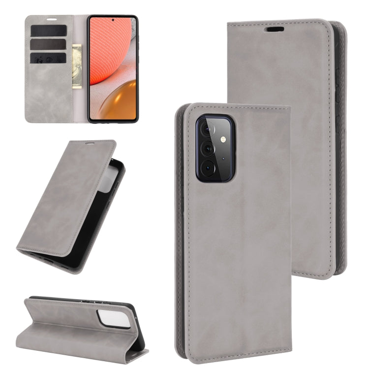For Samsung Galaxy A72 5G Retro-skin Business Magnetic Suction Leather Case with Holder & Card Slots & Wallet, For Galaxy A72 5G
