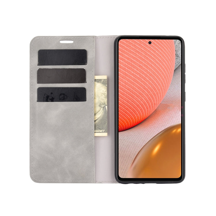 For Samsung Galaxy A72 5G Retro-skin Business Magnetic Suction Leather Case with Holder & Card Slots & Wallet, For Galaxy A72 5G