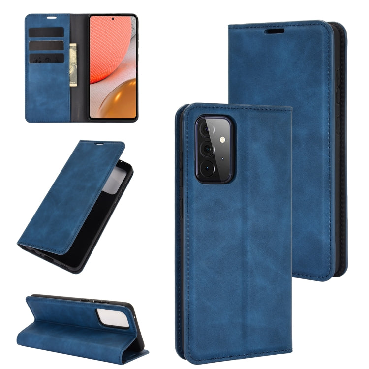 For Samsung Galaxy A72 5G Retro-skin Business Magnetic Suction Leather Case with Holder & Card Slots & Wallet, For Galaxy A72 5G