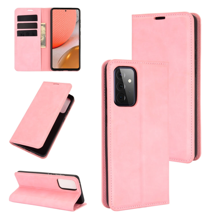 For Samsung Galaxy A72 5G Retro-skin Business Magnetic Suction Leather Case with Holder & Card Slots & Wallet, For Galaxy A72 5G