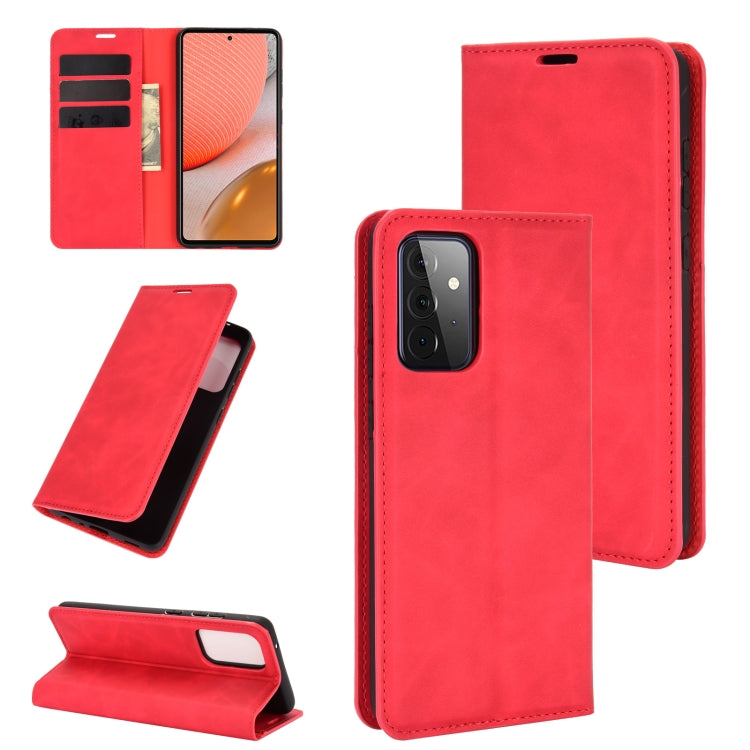 For Samsung Galaxy A72 5G Retro-skin Business Magnetic Suction Leather Case with Holder & Card Slots & Wallet, For Galaxy A72 5G