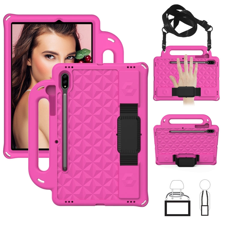 Diamond Series EVA Anti-Fall Shockproof Sleeve Protective Shell Case with Holder & Strap, For Galaxy Tab S8 / Galaxy Tab S7 T870/T875