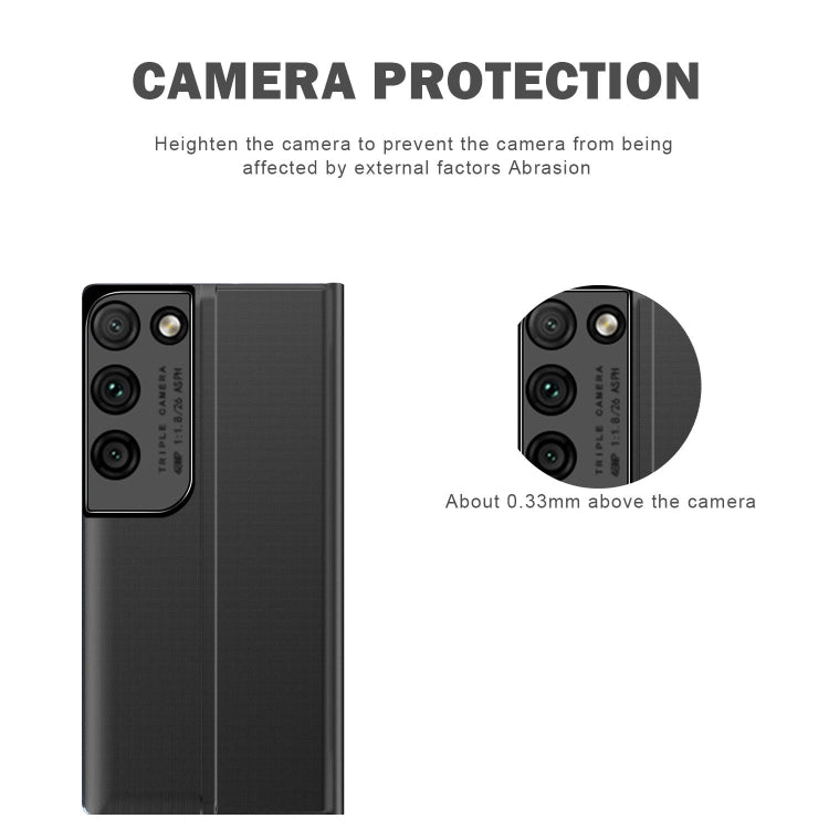 Plain Texture Cloth Attraction Flip Holder Leather Phone Case, For Galaxy S21 Ultra 5G, For Galaxy S21+ 5G, For Galaxy S21 5G