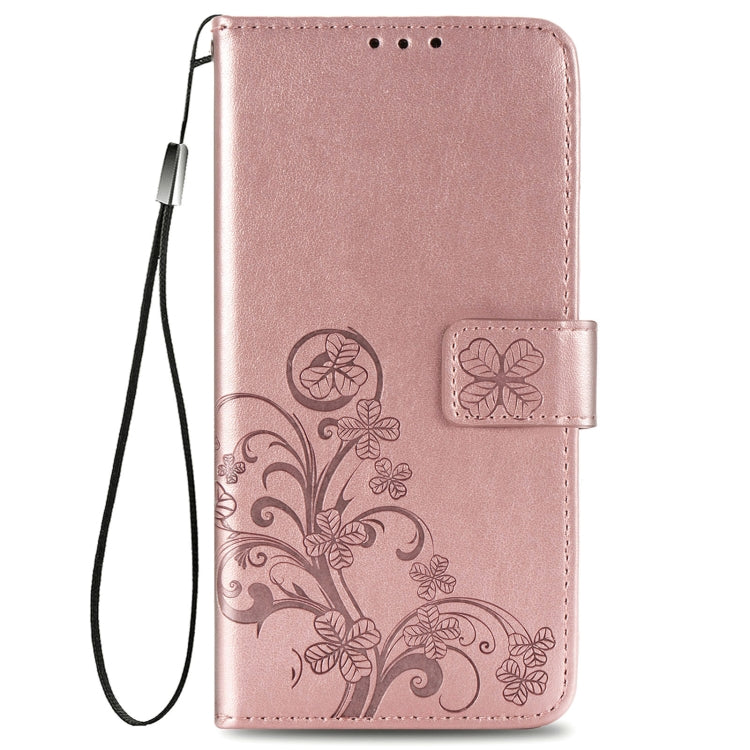 Four-leaf Clasp Embossed Buckle Mobile Phone Protection Leather Case with Lanyard & Card Slot & Wallet & Bracket Function, For Samsung Galaxy A52 5G, For Samsung Galaxy A72 5G, For Motorola MOTO E7