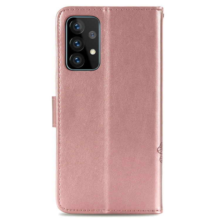 Four-leaf Clasp Embossed Buckle Mobile Phone Protection Leather Case with Lanyard & Card Slot & Wallet & Bracket Function, For Samsung Galaxy A52 5G, For Samsung Galaxy A72 5G, For Motorola MOTO E7