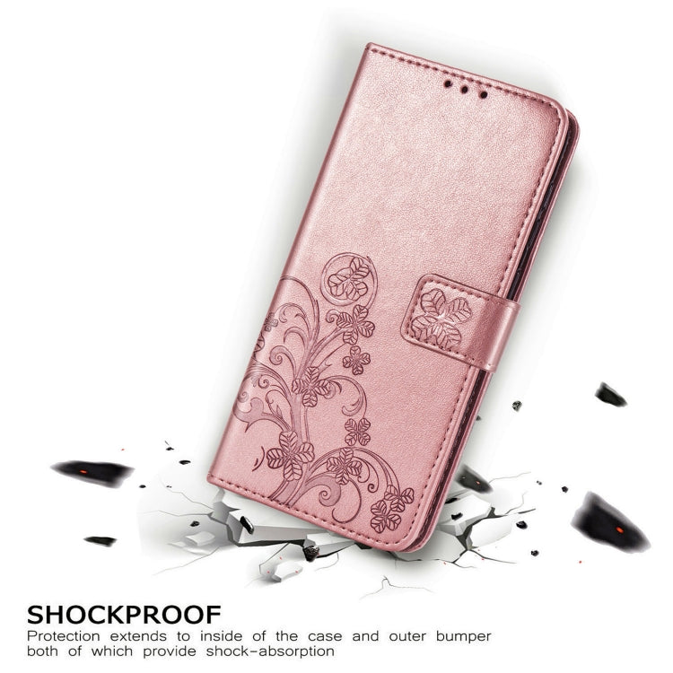 Four-leaf Clasp Embossed Buckle Mobile Phone Protection Leather Case with Lanyard & Card Slot & Wallet & Bracket Function, For Samsung Galaxy A52 5G, For Samsung Galaxy A72 5G, For Motorola MOTO E7
