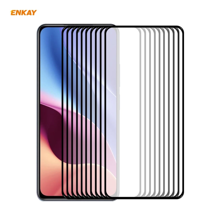 10 PCS ENKAY Hat-Prince Full Glue 0.26mm 9H 2.5D Tempered Glass Full Coverage Film, For Samsung Galaxy F62(10 PCS), For Xiaomi Redmi Note 9T (10 PCS), For Xiaomi Redmi 9T (10 PCS), For Xiaomi Redmi K40 (10 PCS)
