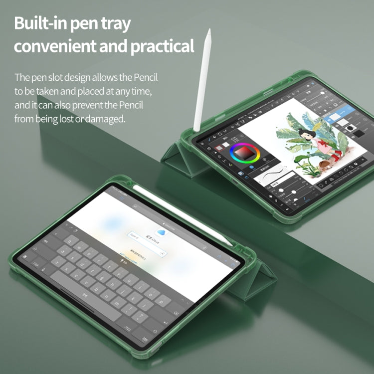 For iPad Air 11 2024 / Air 2022 10.9 Multi-folding Matte Surface Leather Tablet Case with Pen Slot