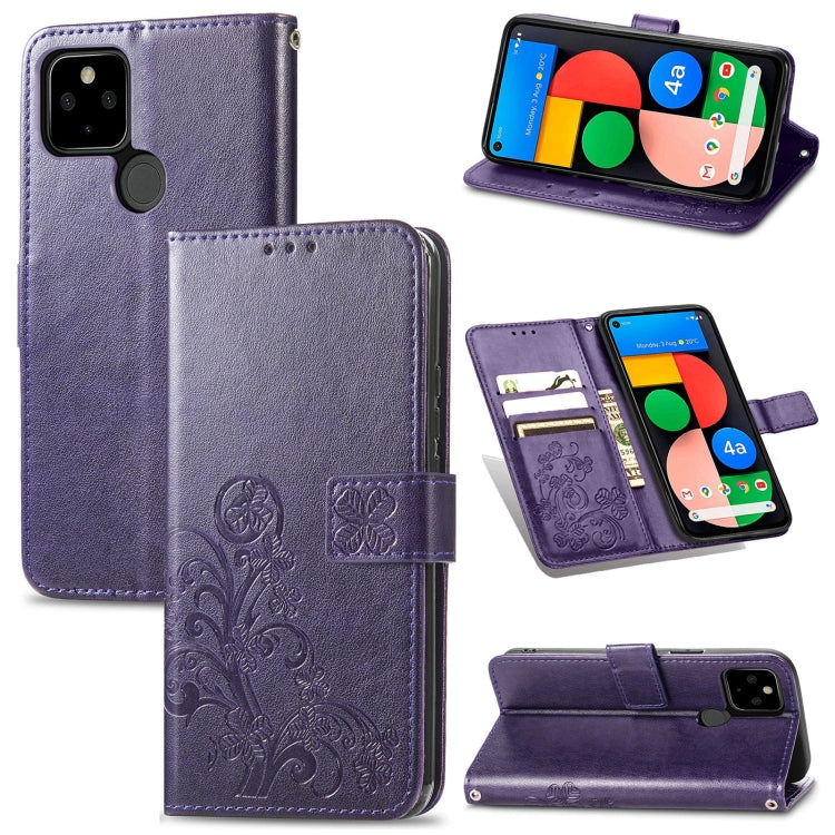 Four-leaf Clasp Embossed Buckle Mobile Phone Protection Leather Case with Lanyard & Card Slot & Wallet & Bracket Function, For Samsung Galaxy A02, For Xiaomi Redmi Note 10 4G, For Google Pixel 5A, For OPPO A93 5G, For LG Stylo 7, For Motorola E7 Power ...