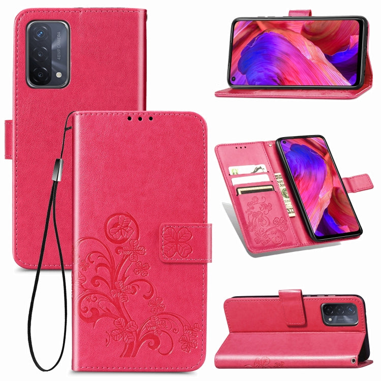Four-leaf Clasp Embossed Buckle Mobile Phone Protection Leather Case with Lanyard & Card Slot & Wallet & Bracket Function, For Samsung Galaxy A02, For Xiaomi Redmi Note 10 4G, For Google Pixel 5A, For OPPO A93 5G, For LG Stylo 7, For Motorola E7 Power ...