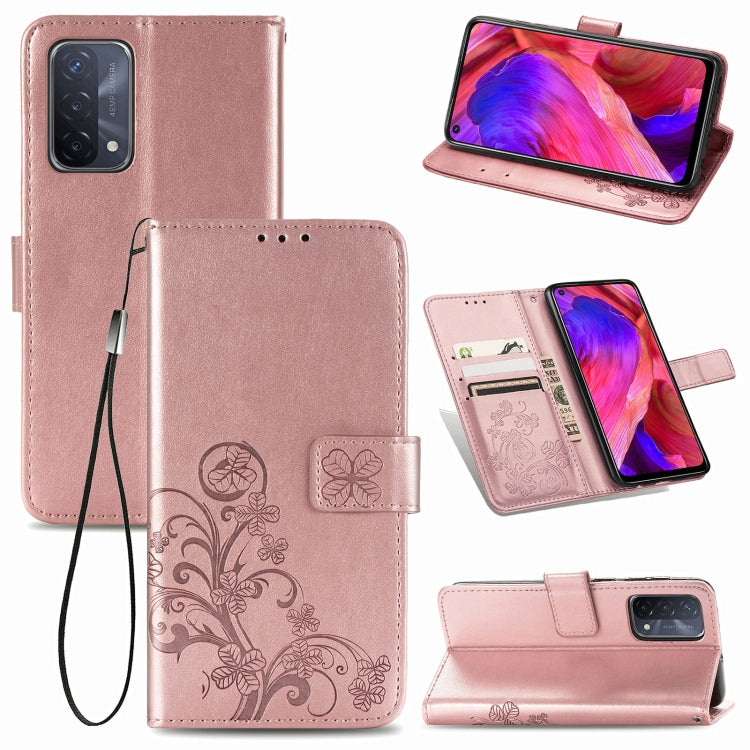 Four-leaf Clasp Embossed Buckle Mobile Phone Protection Leather Case with Lanyard & Card Slot & Wallet & Bracket Function, For Samsung Galaxy A02, For Xiaomi Redmi Note 10 4G, For Google Pixel 5A, For OPPO A93 5G, For LG Stylo 7, For Motorola E7 Power ...