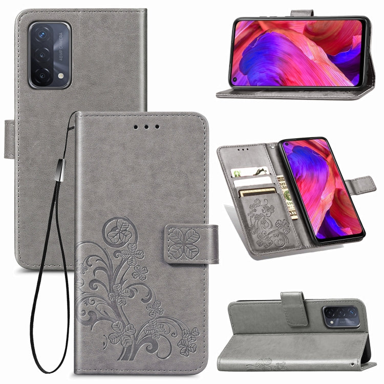 Four-leaf Clasp Embossed Buckle Mobile Phone Protection Leather Case with Lanyard & Card Slot & Wallet & Bracket Function, For Samsung Galaxy A02, For Xiaomi Redmi Note 10 4G, For Google Pixel 5A, For OPPO A93 5G, For LG Stylo 7, For Motorola E7 Power ...
