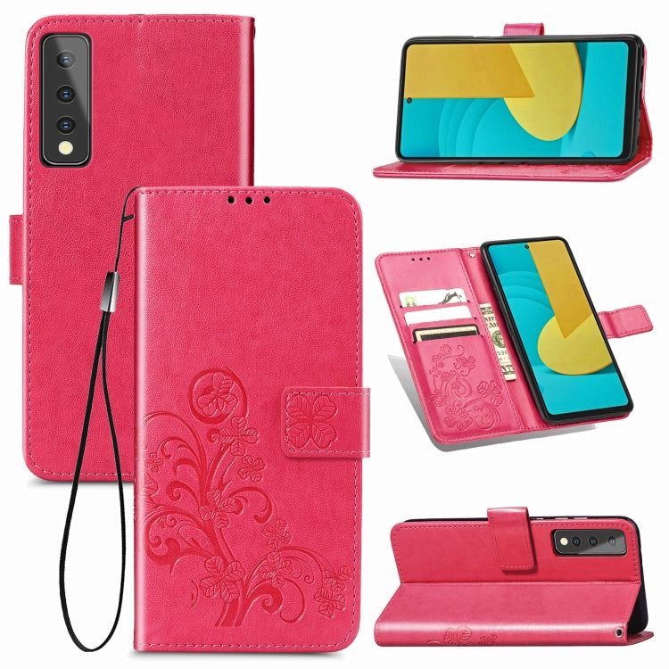 Four-leaf Clasp Embossed Buckle Mobile Phone Protection Leather Case with Lanyard & Card Slot & Wallet & Bracket Function, For Samsung Galaxy A02, For Xiaomi Redmi Note 10 4G, For Google Pixel 5A, For OPPO A93 5G, For LG Stylo 7, For Motorola E7 Power ...