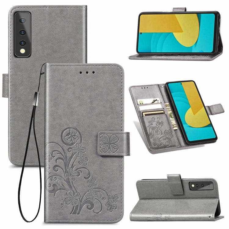 Four-leaf Clasp Embossed Buckle Mobile Phone Protection Leather Case with Lanyard & Card Slot & Wallet & Bracket Function, For Samsung Galaxy A02, For Xiaomi Redmi Note 10 4G, For Google Pixel 5A, For OPPO A93 5G, For LG Stylo 7, For Motorola E7 Power ...