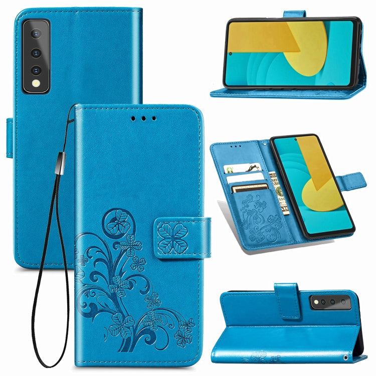 Four-leaf Clasp Embossed Buckle Mobile Phone Protection Leather Case with Lanyard & Card Slot & Wallet & Bracket Function, For Samsung Galaxy A02, For Xiaomi Redmi Note 10 4G, For Google Pixel 5A, For OPPO A93 5G, For LG Stylo 7, For Motorola E7 Power ...