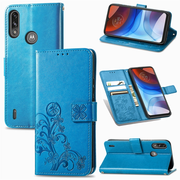 Four-leaf Clasp Embossed Buckle Mobile Phone Protection Leather Case with Lanyard & Card Slot & Wallet & Bracket Function, For Samsung Galaxy A02, For Xiaomi Redmi Note 10 4G, For Google Pixel 5A, For OPPO A93 5G, For LG Stylo 7, For Motorola E7 Power ...