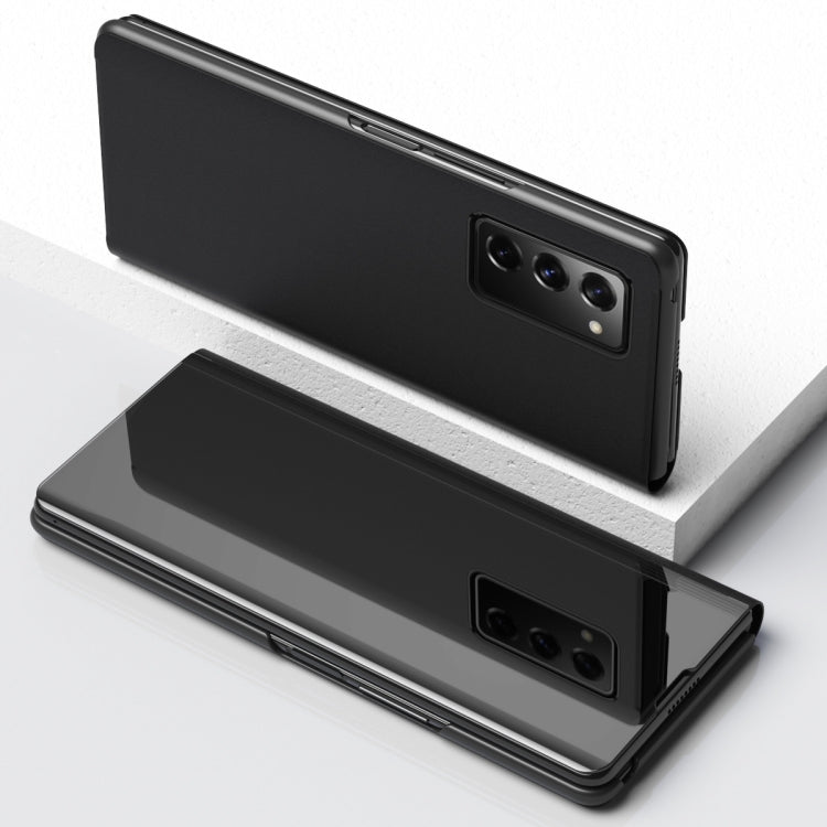 Plated Mirror Horizontal Flip Leather Case with Holder, For Samsung Galaxy Z Fold2 5G