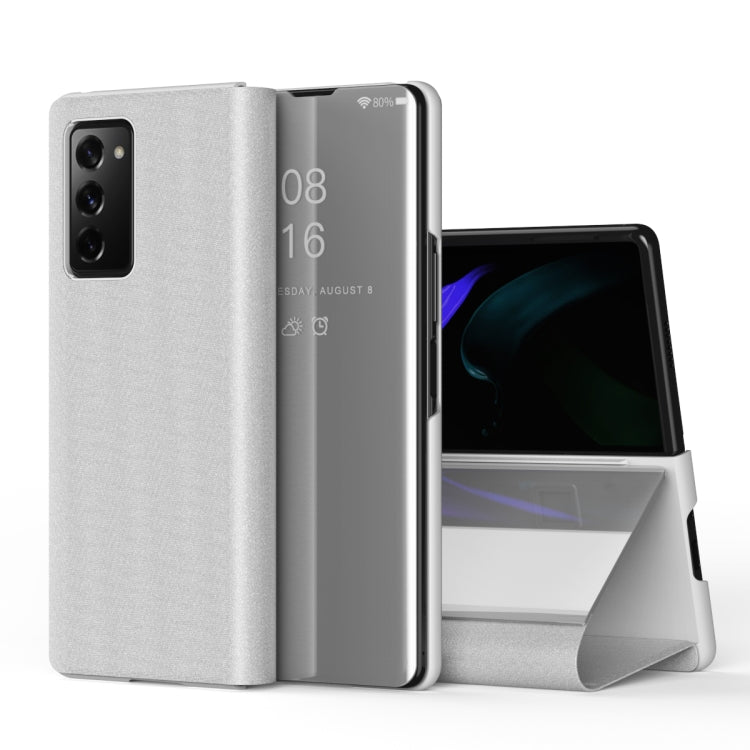 Plated Mirror Horizontal Flip Leather Case with Holder, For Samsung Galaxy Z Fold2 5G