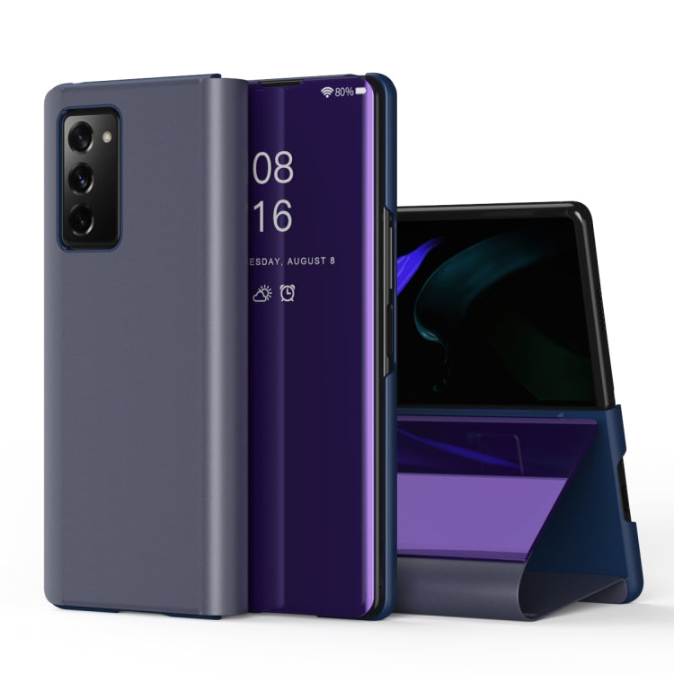 Plated Mirror Horizontal Flip Leather Case with Holder, For Samsung Galaxy Z Fold2 5G