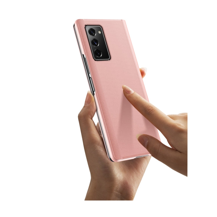 Plated Mirror Horizontal Flip Leather Case with Holder, For Samsung Galaxy Z Fold2 5G