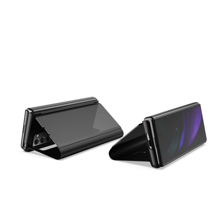Plated Mirror Horizontal Flip Leather Case with Holder, For Samsung Galaxy Z Fold2 5G