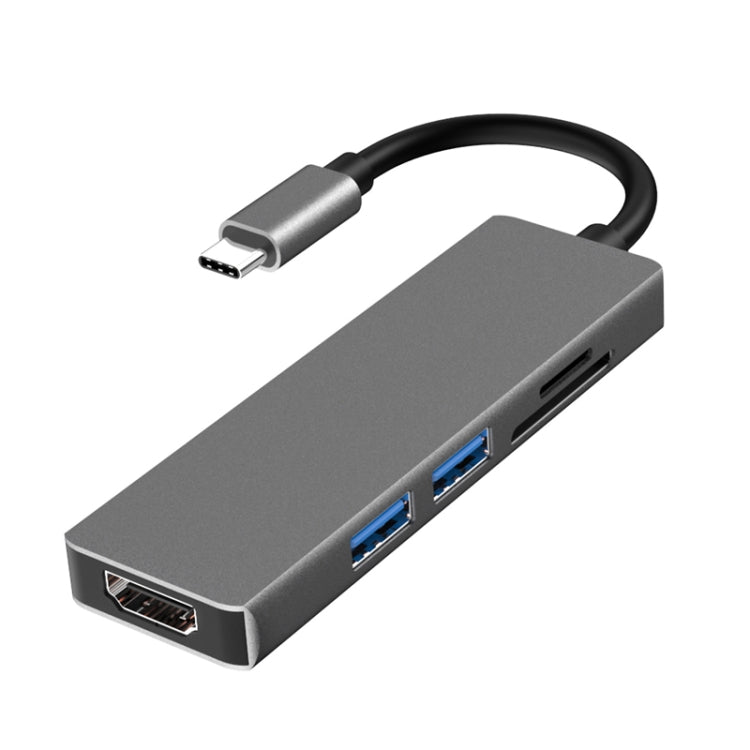 5 in 1 Type-c to HDMI + 2 x USB 3.0 + SD / TF Card Slot HUB Adapter, HDMI + 2 x USB 3.0 + SD / TF Card Slot