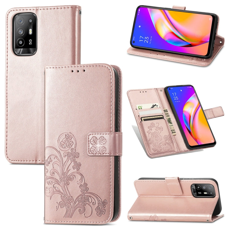 Four-leaf Clasp Embossed Buckle Mobile Phone Protection Leather Case with Lanyard & Card Slot & Wallet & Bracket Function, For Samsung Galaxy A22 5G, For Samsung Galaxy A22 4G, For Samsung Galaxy F62/M62, For Samsung Galaxy S21 FE, For OPPO A54  4G    ...