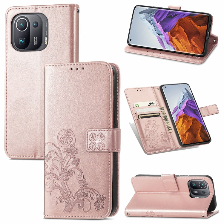 Four-leaf Clasp Embossed Buckle Mobile Phone Protection Leather Case with Lanyard & Card Slot & Wallet & Bracket Function, For OPPO Realme Q3 5G / Realme Q3i 5G, For OPPO Realme Q3 5G, For Xiaomi Mi 11 Pro, For Xiaomi Mi 11 Ultra, For ZTE A7S 2020
