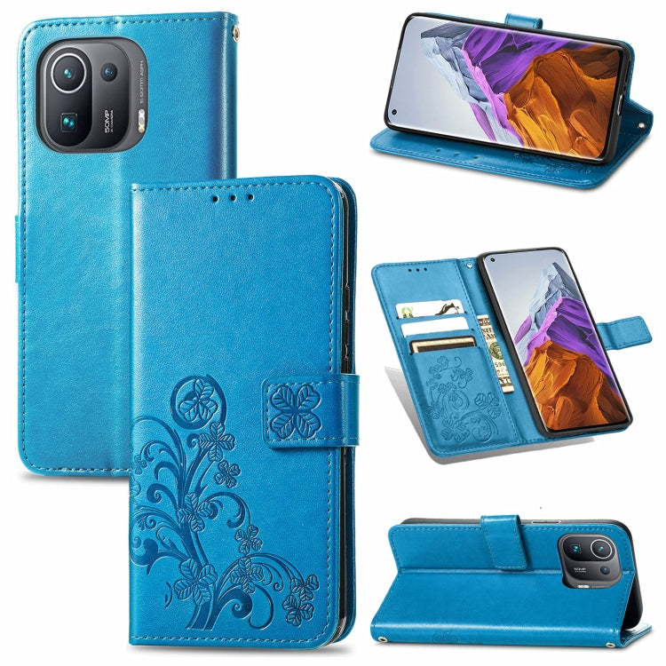 Four-leaf Clasp Embossed Buckle Mobile Phone Protection Leather Case with Lanyard & Card Slot & Wallet & Bracket Function, For OPPO Realme Q3 5G / Realme Q3i 5G, For OPPO Realme Q3 5G, For Xiaomi Mi 11 Pro, For Xiaomi Mi 11 Ultra, For ZTE A7S 2020