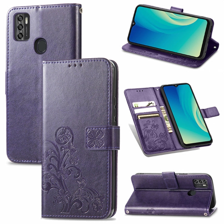 Four-leaf Clasp Embossed Buckle Mobile Phone Protection Leather Case with Lanyard & Card Slot & Wallet & Bracket Function, For OPPO Realme Q3 5G / Realme Q3i 5G, For OPPO Realme Q3 5G, For Xiaomi Mi 11 Pro, For Xiaomi Mi 11 Ultra, For ZTE A7S 2020